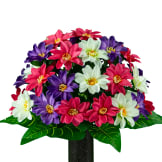 Pink, White, and Purple Dahlias (Silk Cemetery Flowers)