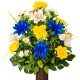 Blue and Yellow Orchid Mix (Silk Cemetery Flowers)